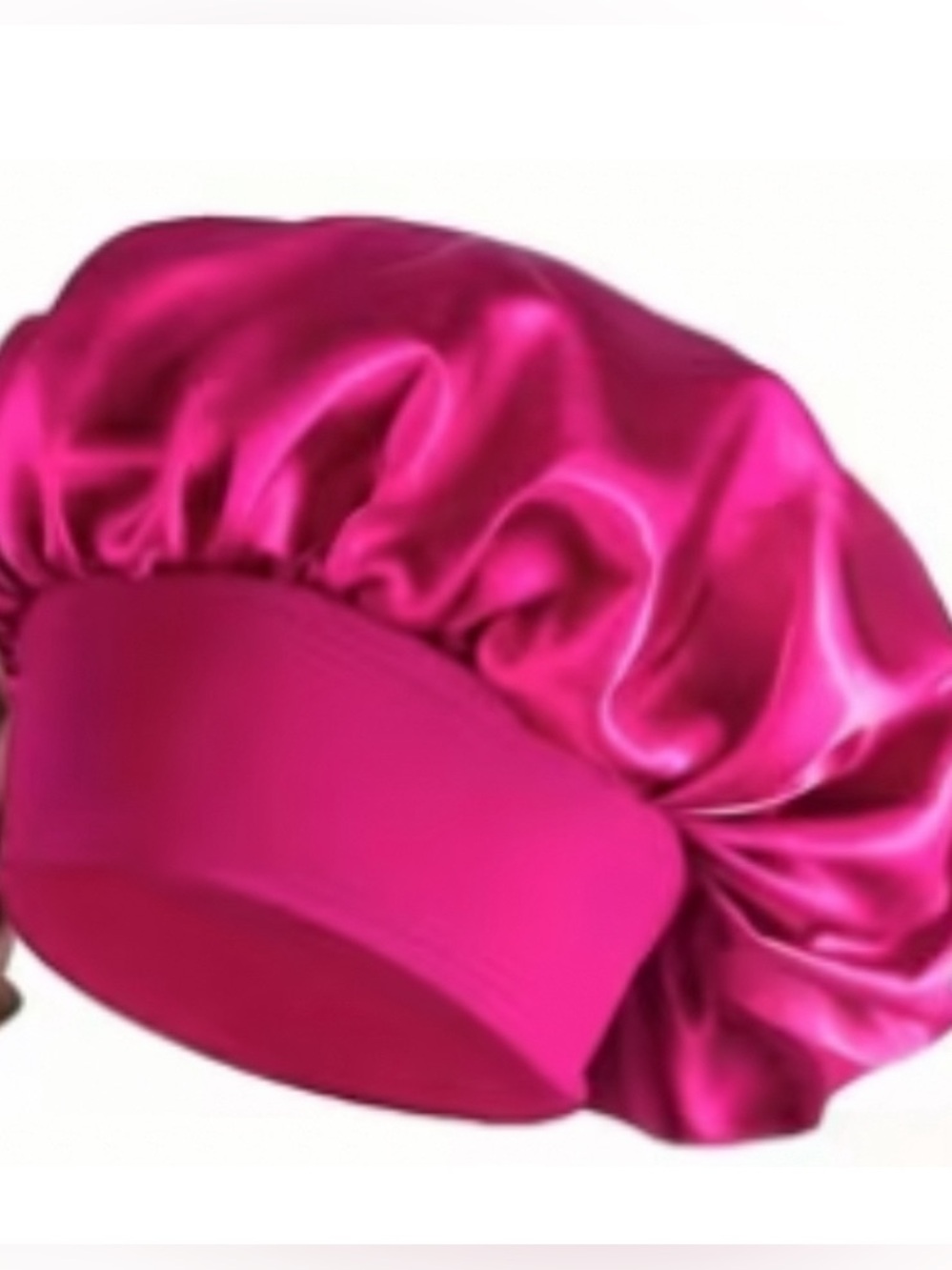 Satin Sleep Caps - Black & Hot Pink (2-Pack) - Picture 3 of 6